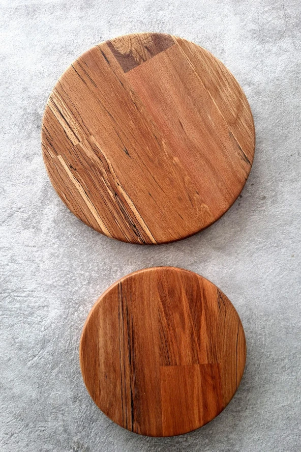 Servis Tabağı Kayın Tabak 2'li Kesme Tahtası Kahvaltı Tabağı - 5