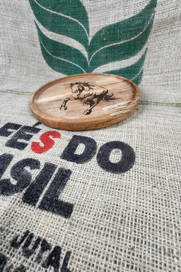 Kozawooadrt Ahşap Servis Sunum Tepsisi Yuvarlak - 2