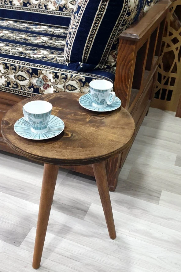 Koltuk Sehpası Yan Sehpa Çay Sehpası Servis Sehpası Doğal Ahşap El Yapımı - 2