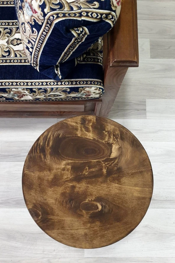 Koltuk Sehpası Yan Sehpa Çay Sehpası Servis Sehpası Doğal Ahşap El Yapımı - 3