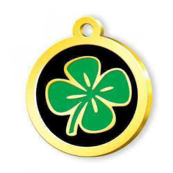 Altın Kaplama Yoncalı Künye - Siyah ürün görseli 1