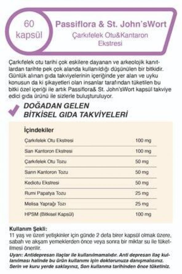İyi Geceler Çayı ve Passiflora Çarkıfelek Otu Ve Kantaron Ekstreli Kapsül - 5