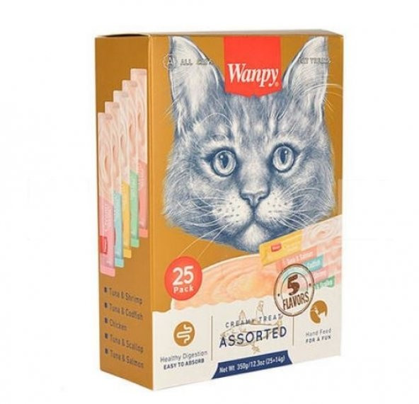 Wanpy Karışık Likit Creamy Kedi Ödülü 25 x 14 Gr - 2