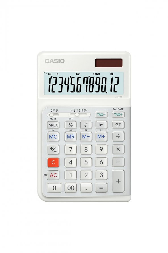 Casio JE-12E-WE Beyaz 12 Hane Masa Üstü Ergonomik Tuşlu Hesap Makinesi - 1
