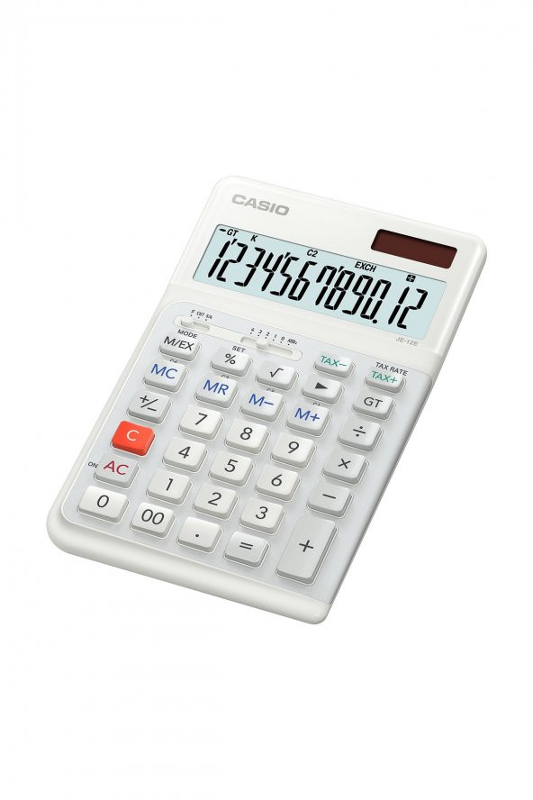Casio JE-12E-WE Beyaz 12 Hane Masa Üstü Ergonomik Tuşlu Hesap Makinesi - 2