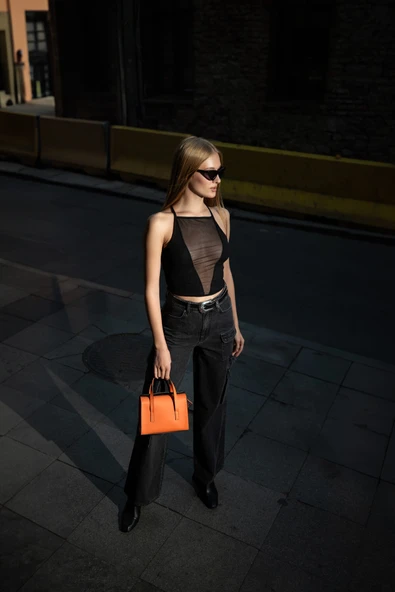 Kadın Kargo Cepli Jean Pantolon Antrasit - 3