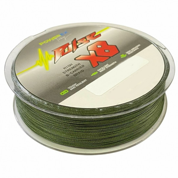 Powerex Pulse 8 Kat Örgü 150 Metre Dark Green 0.18 mm 10.5 Kg Çekerli İp Misina - 8x 150 Metre İp Misina Turna Misinesi - 3