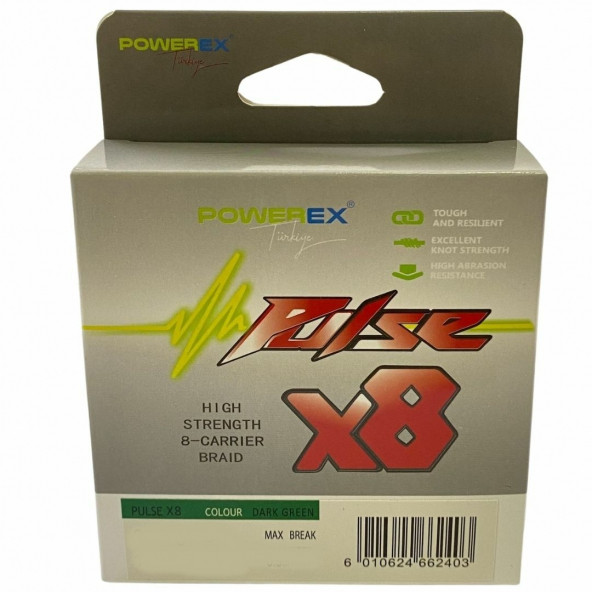 Powerex Pulse 8 Kat Örgü 150 Metre Dark Green 0.18 mm 10.5 Kg Çekerli İp Misina - 8x 150 Metre İp Misina Turna Misinesi - 4