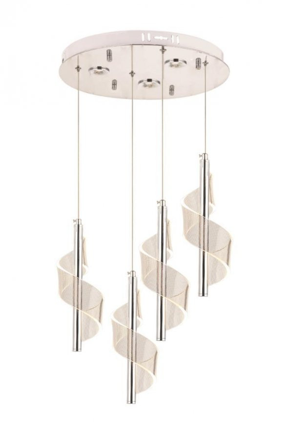 Eray Aydınlatma P7077-3+1 4Lü Krom Sarkıt Led Avize