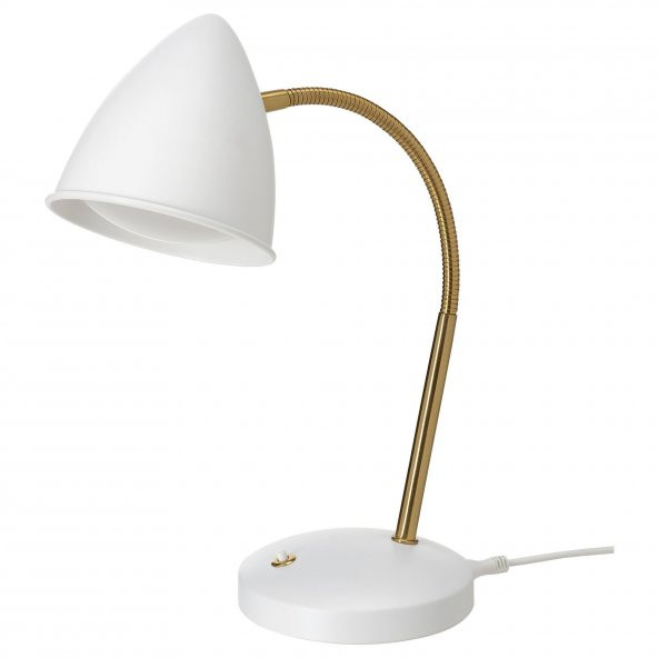 LED'li Çalışma-Okuma Lambası MeridyenDukkan Beyaz-Gold Rengi Masa Lambası