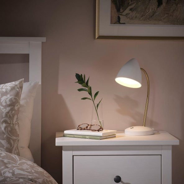 LED'li Çalışma-Okuma Lambası MeridyenDukkan Beyaz-Gold Rengi Masa Lambası - 3