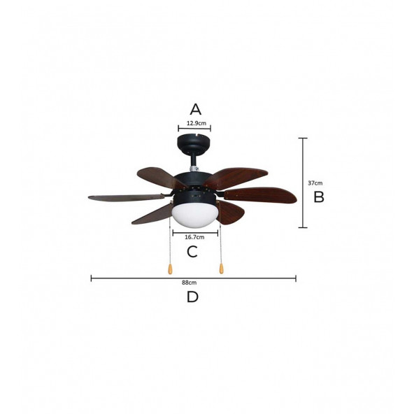 Vanti KCF280 6 Kanatlı Avizeli Tavan Vantilatörü - 2