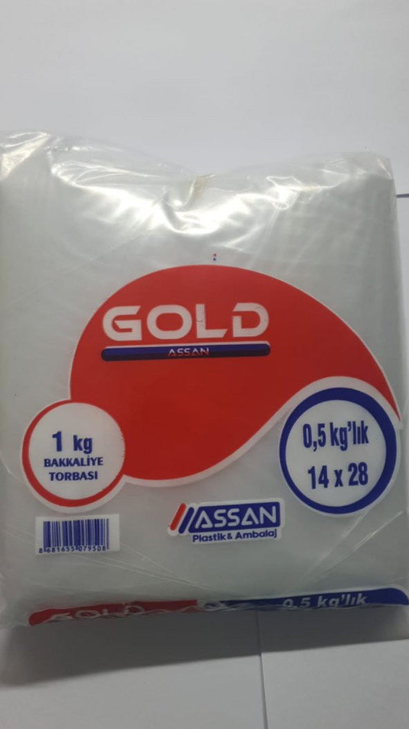 GOLD ASSAN BAKKALİYE TORBASI  YARIMLIK 14*28 CM  1KG