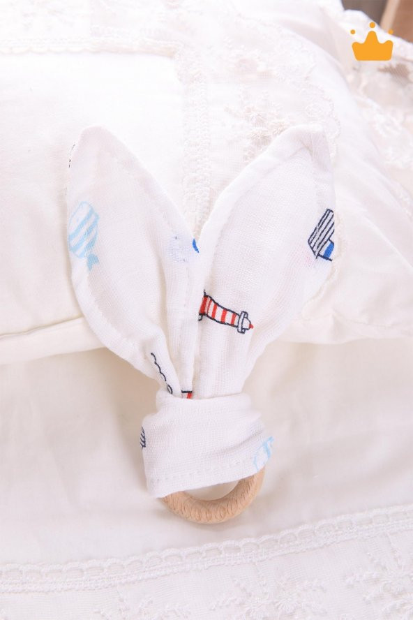 Babyhola Ahşap Halkalı Müslin Diş Kaşıyıcı 546 - 10