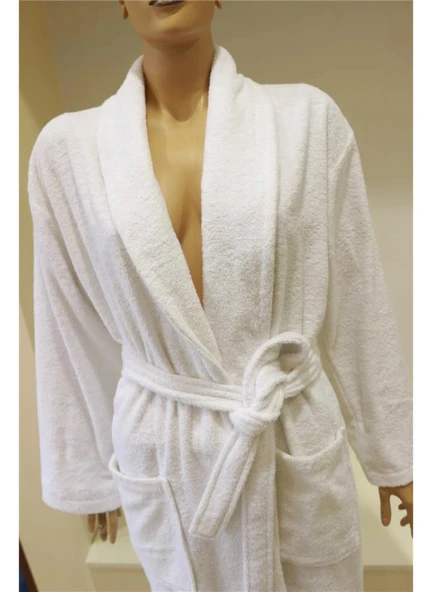 Evteks Pamuk Dokuma Bornoz s/m beyaz - 2