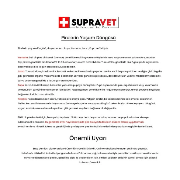 Supravet Orta Irk Köpek Deri ve Tüy Bakım Ense Yağı; Bit Pire Kene Dış Parazit Bitkisel Damla (10-20kg) 3 ml - 2