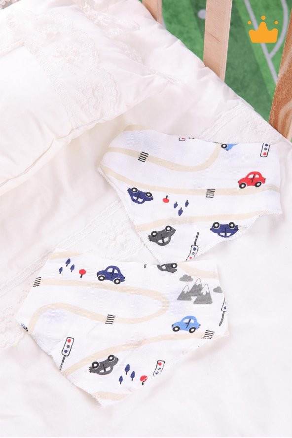 Babyhola Müslin Önlük 2'li ve Ahşap Halkalı Müslin Diş Kaşıyıcı Set 547 - 4