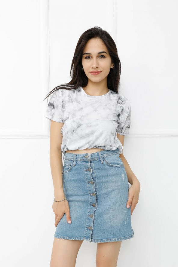 Bati̇k Desenli Crop Füme - 411.0311. - 2