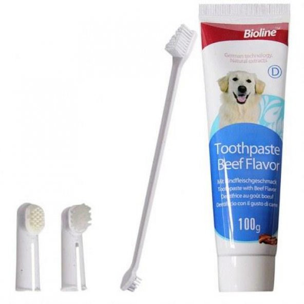 Bioline Köpekler İçin Ağız Temizleme Jeli ve Diş Fırçası Seti 100 Gr