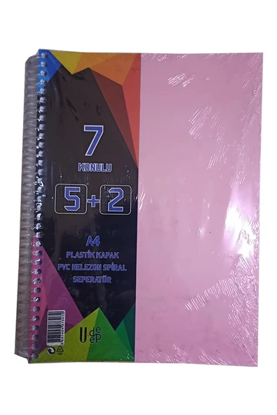 5+2 Ayraçlı Defter 7 Konulu 175 Yaprak 1 Adet 5 Kareli 2 Çizgili Spralli Plastik Kapak Seperatörlü - 8