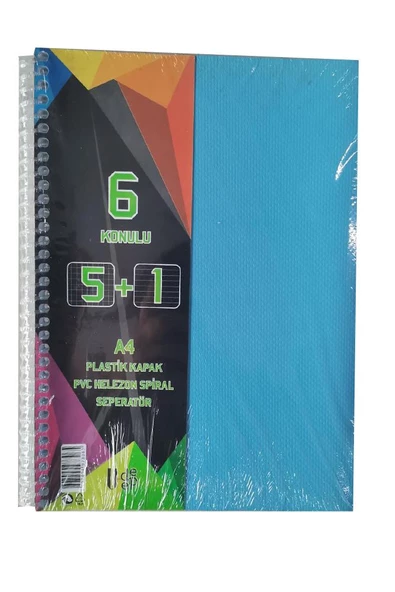 5+1 Ayraçlı Defter 6 Konulu 150 Yaprak 1 Adet 5 Kareli 1 Çizgili Spralli Plastik Kapak Seperatörlü - 2