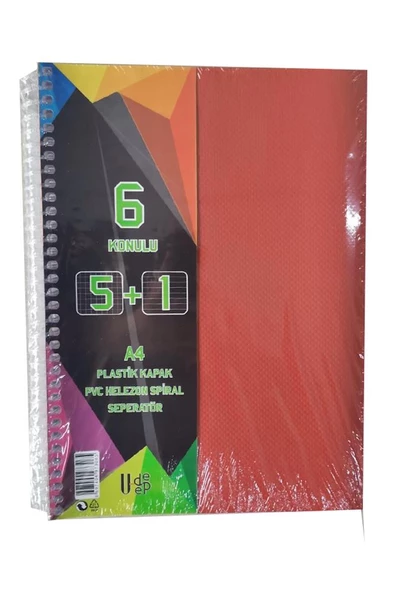 5+1 Ayraçlı Defter 6 Konulu 150 Yaprak 1 Adet 5 Kareli 1 Çizgili Spralli Plastik Kapak Seperatörlü - 7