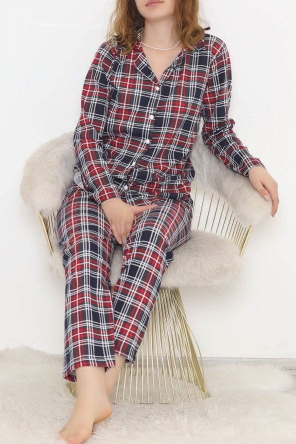 Önü Düğmeli Pijama Takımı Ekoselaci - 150.1287. - 1