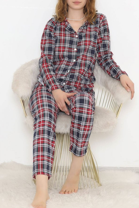 Önü Düğmeli Pijama Takımı Ekoselaci - 150.1287. - 5