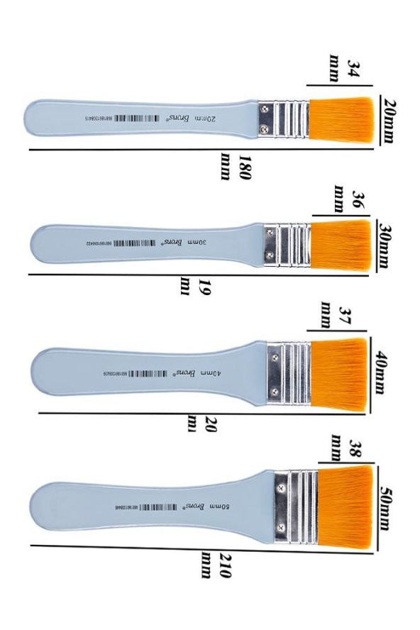 Zemin Furçası 5 Numara 50 mm Sentetik İpek Uçlu Kıl 1 Adet Akrilik Guaj Yağlı Boya Fırçası Zemin Fırça Mavi Saplı - 4