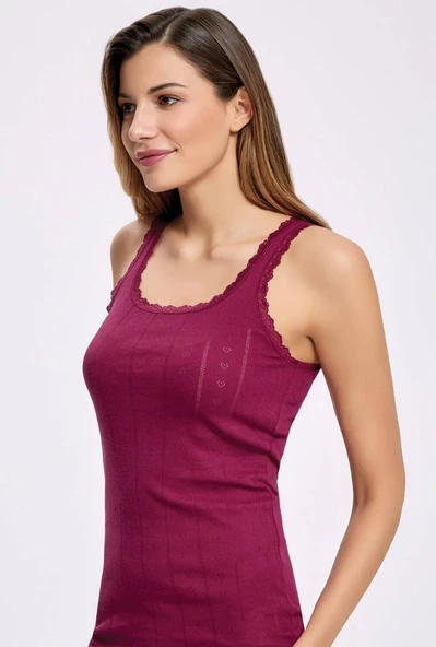 Jakarlı Geniş  Askılı Kadın Atlet  3 Adet - Resim 5