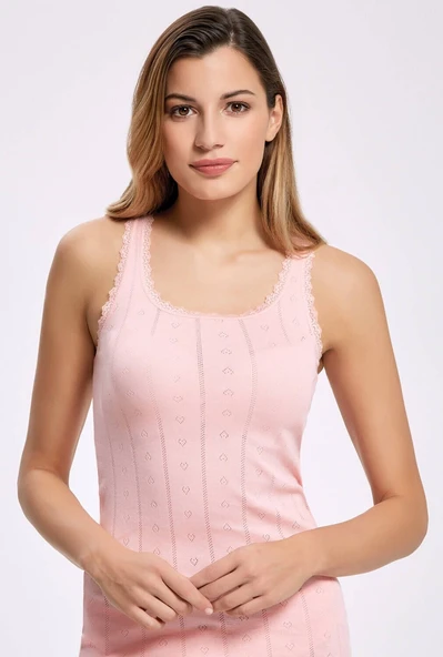 Jakarlı Geniş  Askılı Kadın Atlet  3 Adet - Resim 3