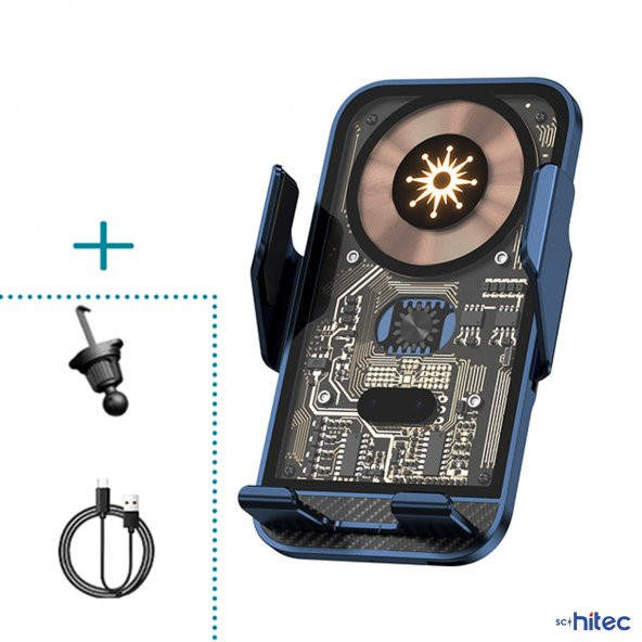 ScHitec C10 15W Sensörlü Araç İçi Kablosuz Hızlı Şarj Aleti ve Telefon Tutucu - 6