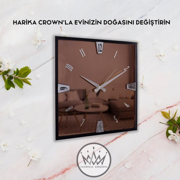 (GERÇEK AYNALI) DEKORATİF  DUVAR SAATİ AHŞAP ÇERCEVE RAKAMLAR PLEKSİ (40 CM) - 2