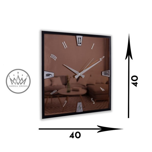 (GERÇEK AYNALI) DEKORATİF  DUVAR SAATİ AHŞAP ÇERCEVE RAKAMLAR PLEKSİ (40 CM) - 3