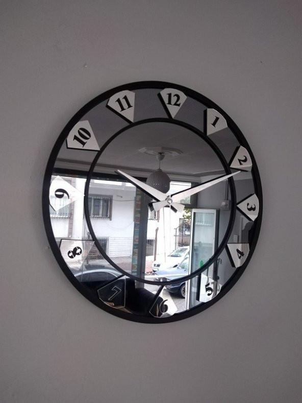 GERÇEK AYNALI ELMAS  DEKORATİF DUVAR SAATİ (40 CM) - 2