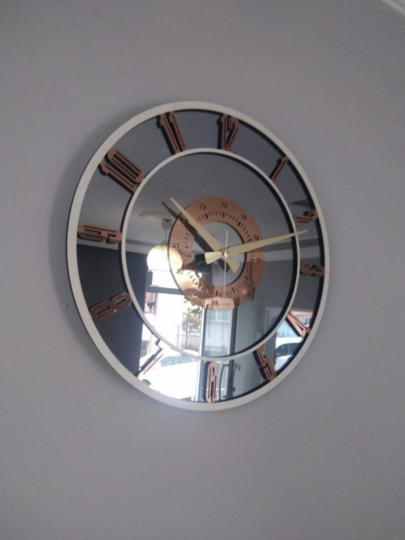 GERÇEK AYNALI DEKORATİF DUVAR SAATİ (50 CM) - 3