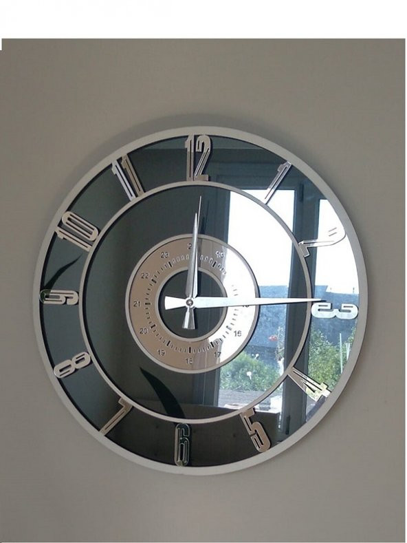 GERÇEK AYNALI DEKORATİF DUVAR SAATİ (40 CM) - 3