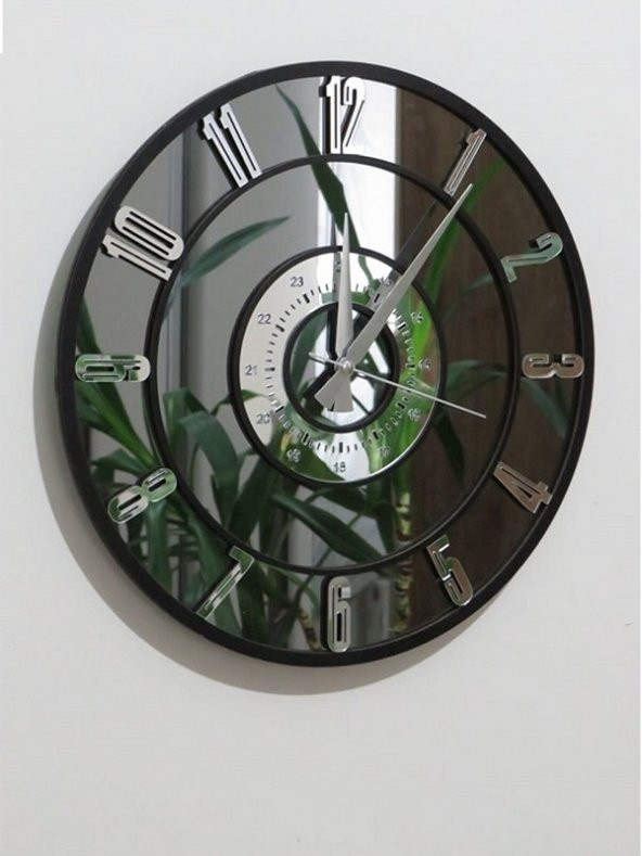GERÇEK AYNALI DEKORATİF DUVAR SAATİ (40 CM) - 3