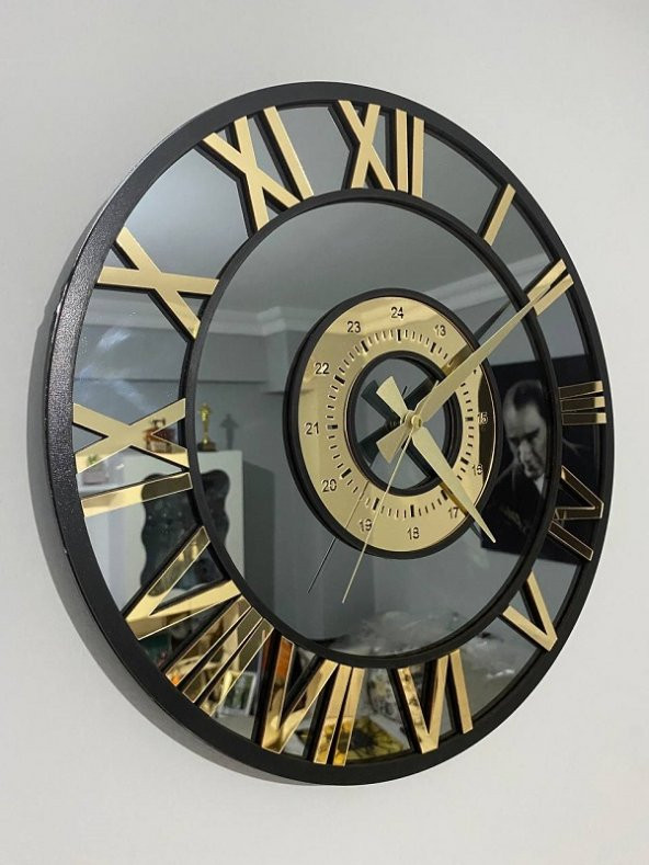GERÇEK AYNALI DEKORATİF DUVAR SAATİ (50 CM) - 3