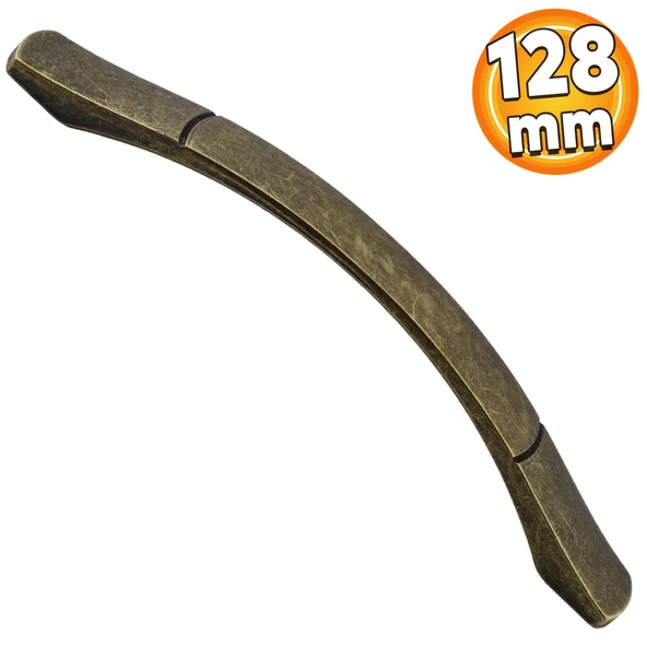 Berilay (128 mm - 12.8 cm) Eskitme Antik Sarı Metal Mobilya Mutfak Dolabı Dolap Kulpu Kulbu Kulpları