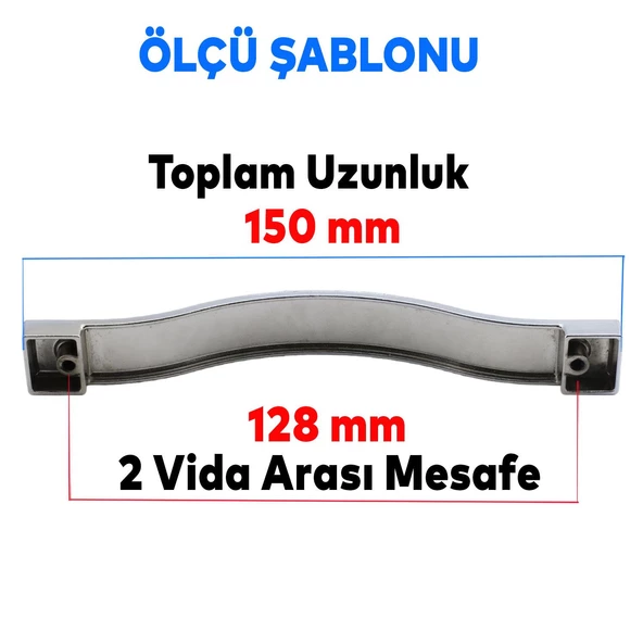 Akasya Düz Mobilya Mutfak Dolabı Çekmece Dolap Kulpu Kulbu Krom (128 MM-12.8 CM) Metal Kulpları - 2