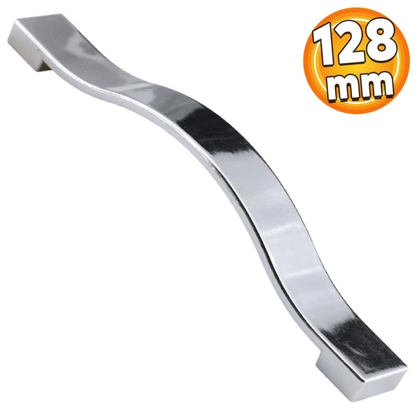 Akasya Düz Mobilya Mutfak Dolabı Çekmece Dolap Kulpu Kulbu Krom (128 MM-12.8 CM) Metal Kulpları