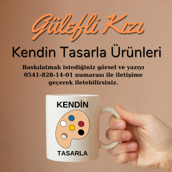 Gülefli Kızı Kendin Tasarla Kupa Bardak