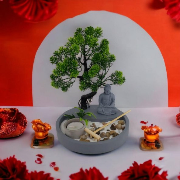 T.Concept Mini Buda Heykeli Yuvarlak Zen Bahçesi - 4