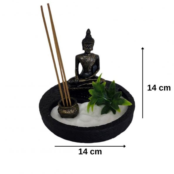 T.Concept Buda Heykeli Metal Yuvarlak Mini Zen Bahçesi - 3