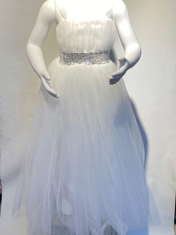 PUL KEMERLİ UZUN HAYAL TÜL ELBİSE - Resim 2