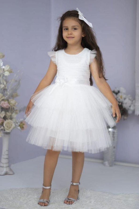 BEYAZ PRENSES MODEL KATKAT ELBİSE