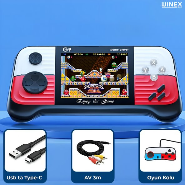Winex G9 Retro 3.0 inç Tv Bağlanan 2.Joystickli Oyun Konsolu Kırmızı (666 Klasik Oyunlar) - 4