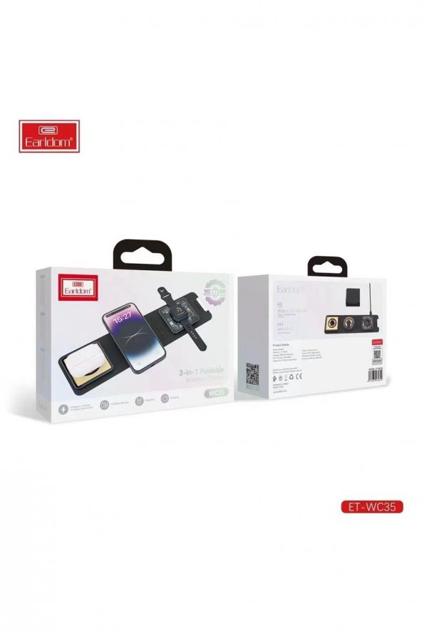 Peeq Earldom WC35 3in1 15W Magsafe Katlanabilir Masaüstü Kablosuz Şarj Standı - Resim 2