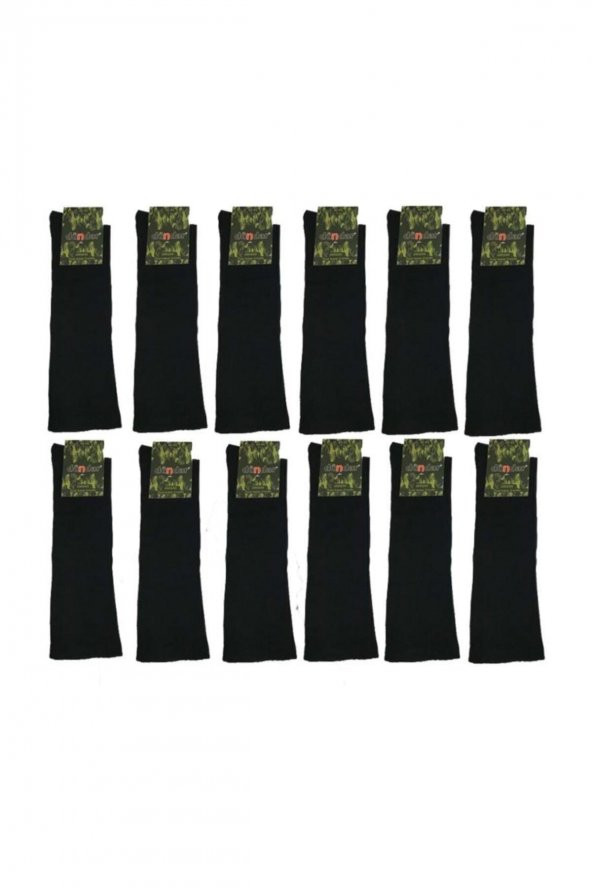 Asker Çorabı Siyah Bot Çorabı Uzun Çorap 12 Adet Siyah